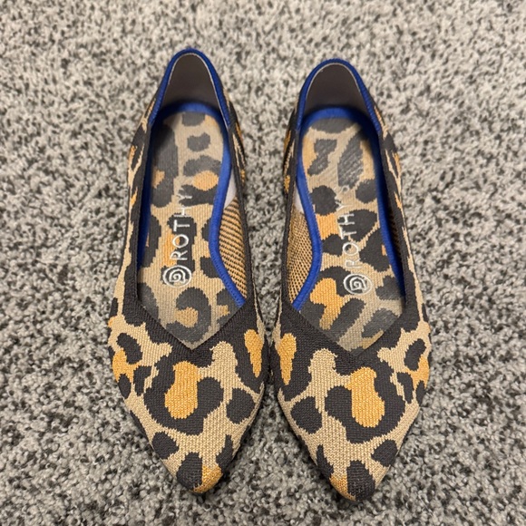 Rothy's Leopard Print Flats with Blue Accents - Picture 1 of 5